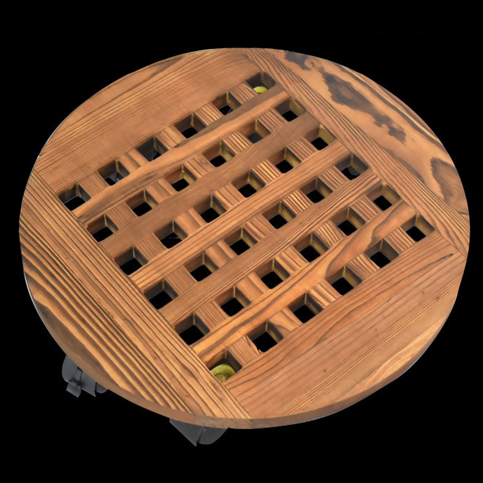 Pflanzenständer Aus Holz Mit 6 Rollen Und Um 360° Drehbarem Blumenteller Für Den Innenbereich
