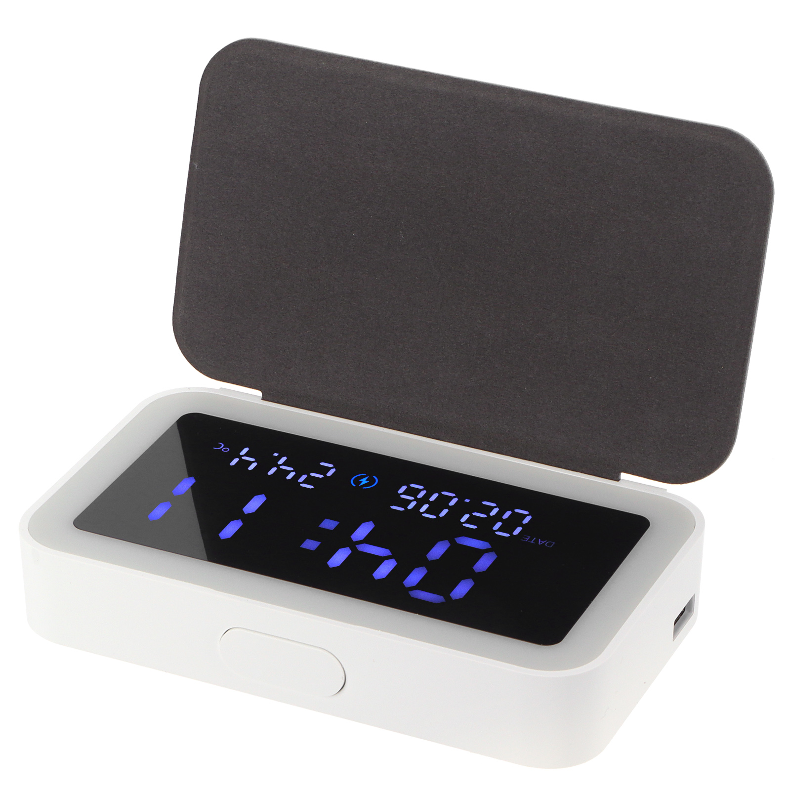 Led-nachttischlampe Mit Wecker, 15-w-funkladegerät Und Thermometer Fürs Schlafzimmer