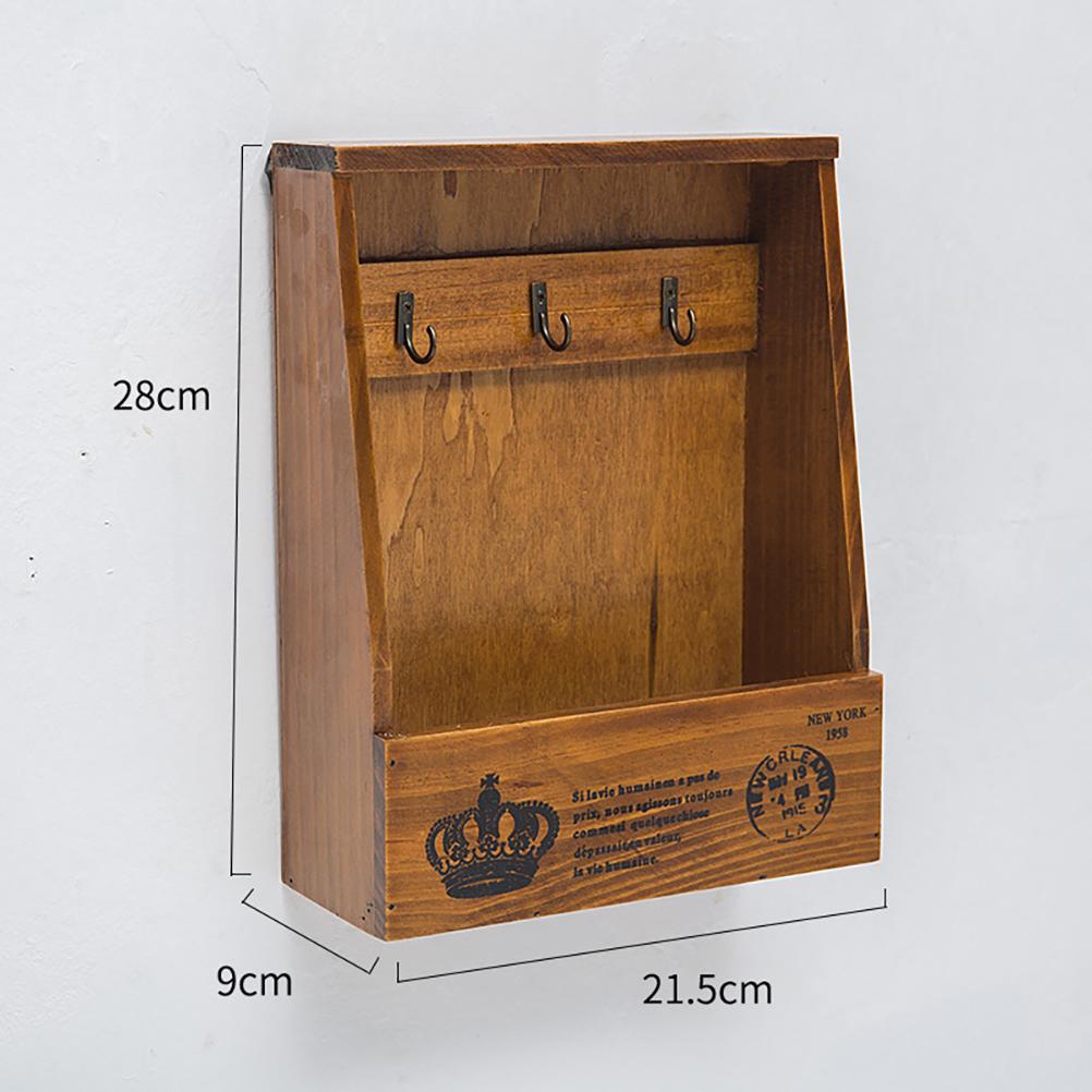 Schlüsselhalter Aus Holz Zur Wandmontage Mit 3 Haken, Hängeaufbewahrungsbox Für Eingangsbereich, Flur, Küche, Büro – Wohnaccessoires