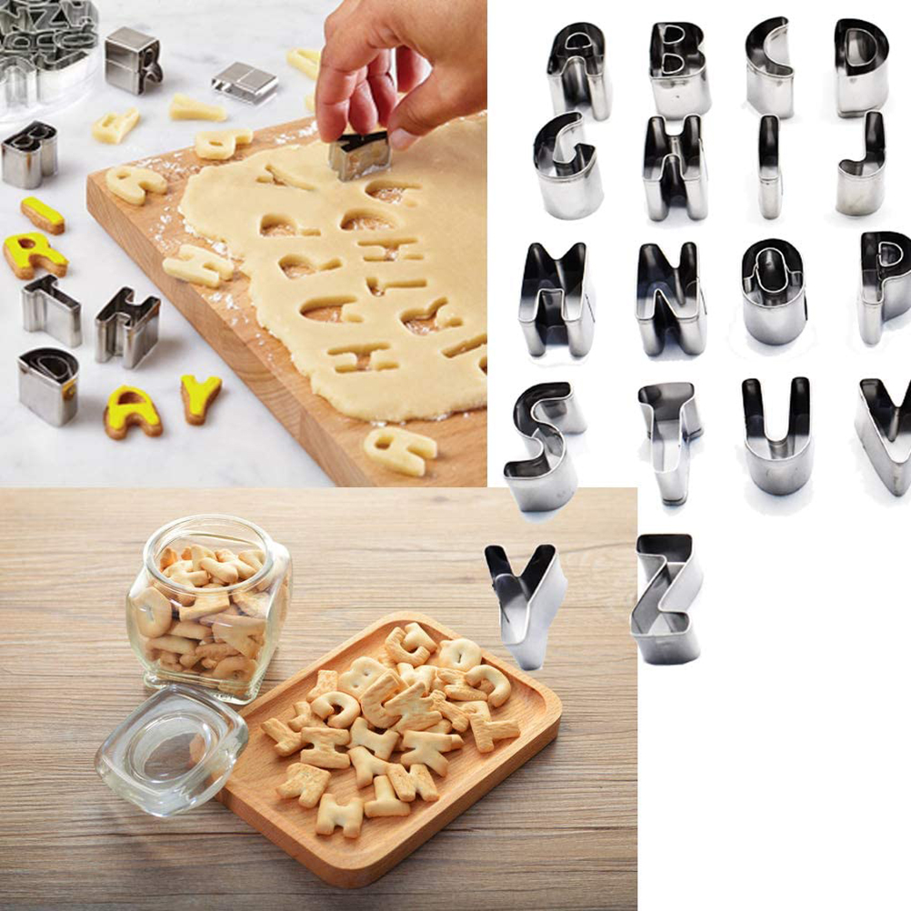 Set Mit 26 Mini-alphabet-ausstechern Aus Edelstahl Zum Dekorieren Von Kuchen Und Gebäck.