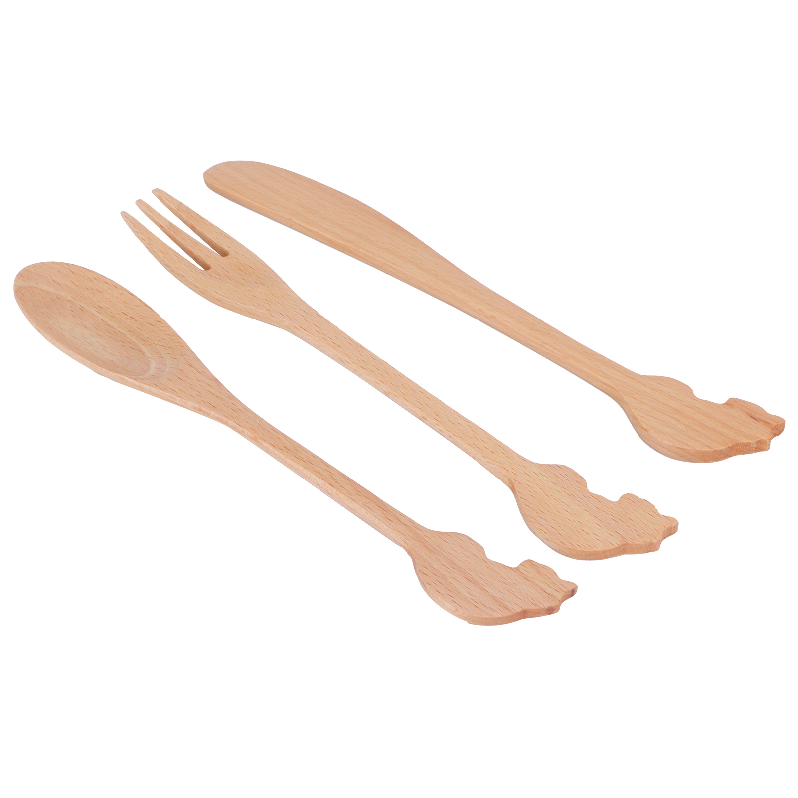 Japanisches Besteckset Mit Langen Griffen, Holzlöffel, Gabel Und Messer Küchenutensilien