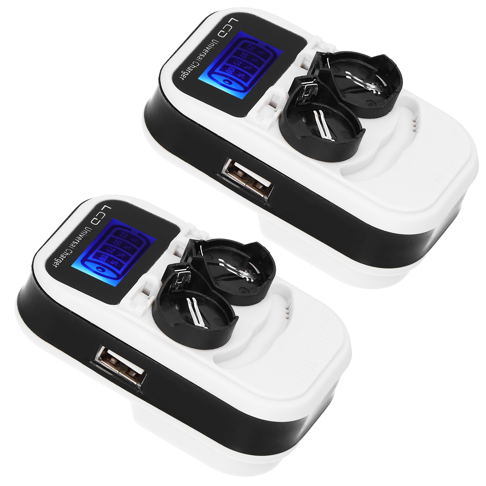 2-teiliges Lcd-knopfzellen-ladegerät Für Lir2016, Lir2025, Lir2032, Ml2016, Ml2025, Ml2032 Und Cr2032, Eu-stecker 100–240 V