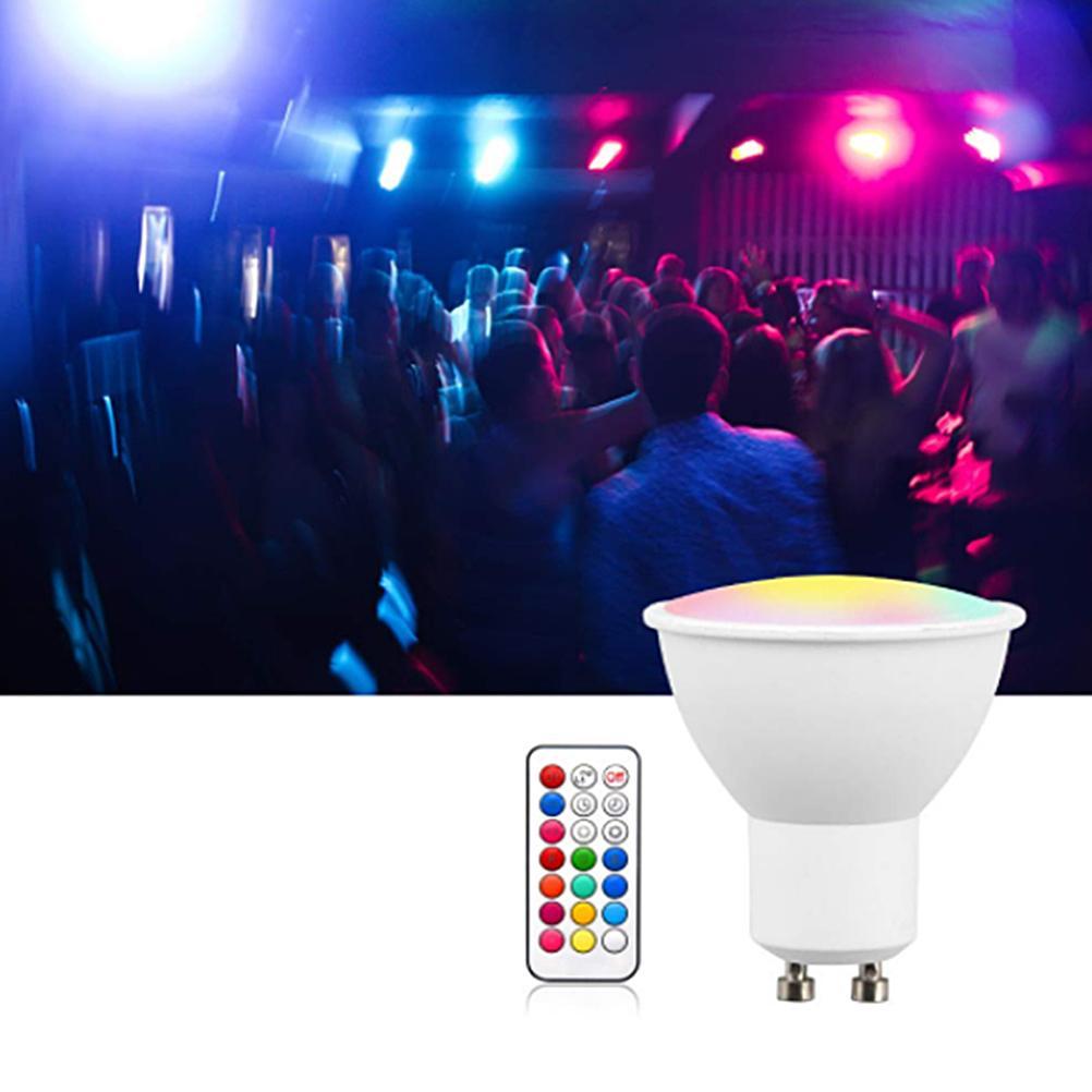 Gu10 Rgbw 3w Led-strahler Mit Fernbedienung, Farbwechsel, 2 Beleuchtungsmodi, Speicherfunktion Und Timer, Für Bars Und Partys