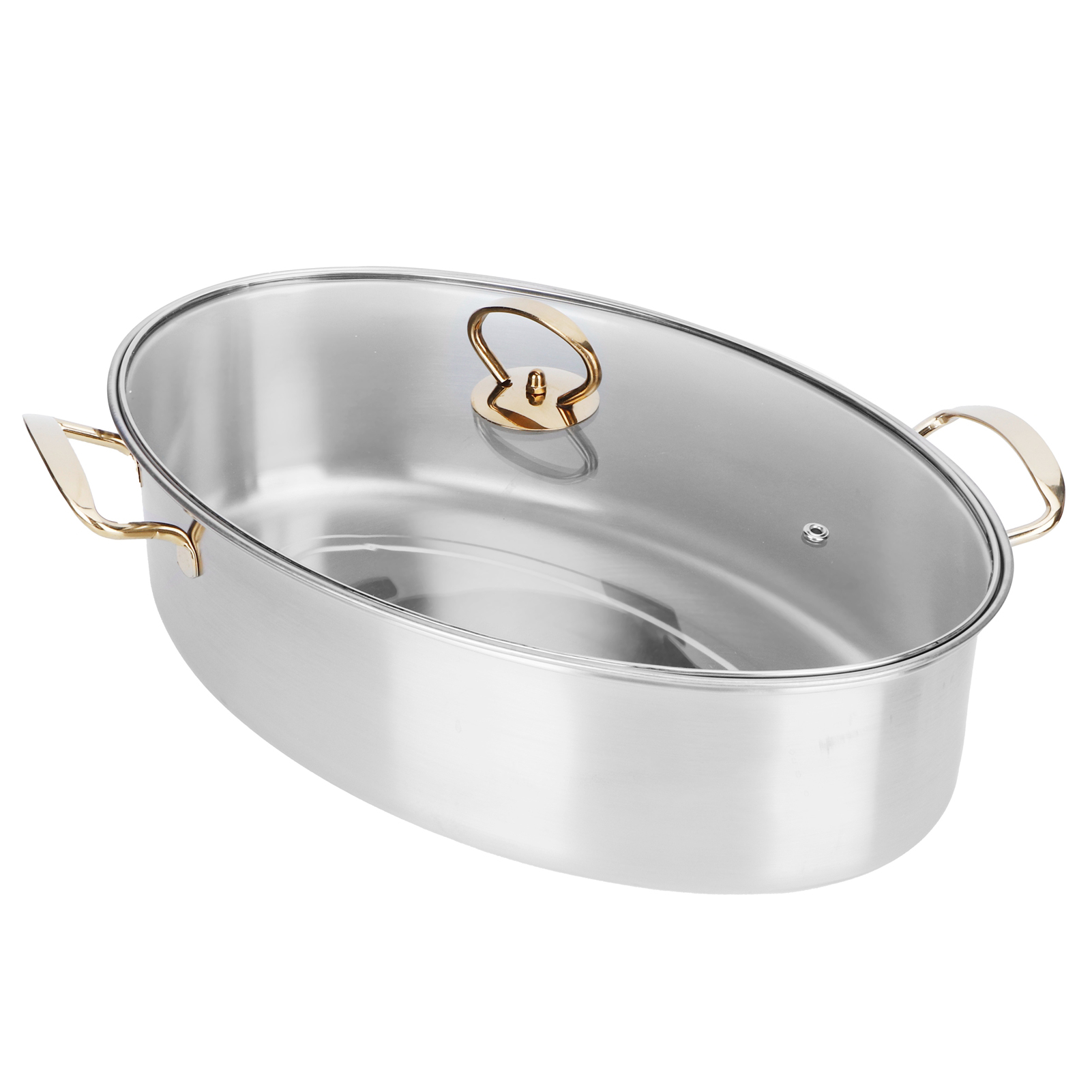 Großer, Ovaler 304-edelstahl-topf Mit Großem Fassungsvermögen Zum Kochen Von Fisch, Set Mit Untersetzer, Küchenutensil