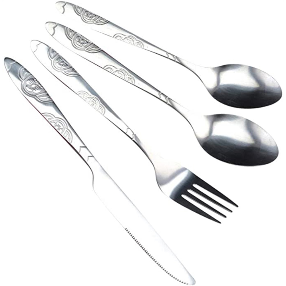 4-teiliges Edelstahl-essgeschirr-set: Messer, Gabel, Löffel Mit Formschönem Design, Leicht Und Tragbar, Langlebig Für Mahlzeiten