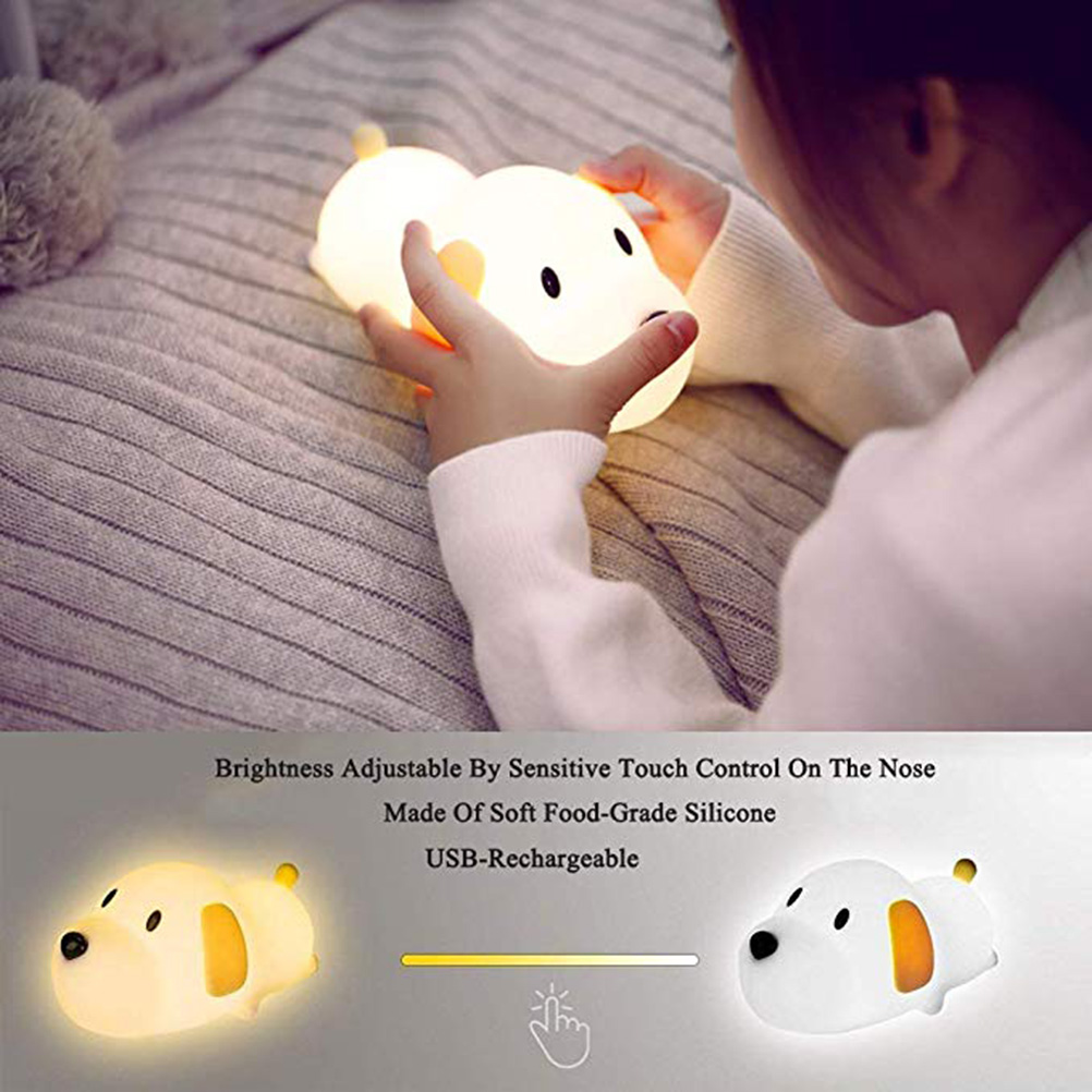 Led-nachtlicht In Hundeform Aus Silikon Für Kinder, Sanfte Lampe Mit Touch-steuerung, Babybeleuchtung In Warmweißem Und Kaltweißem Modus