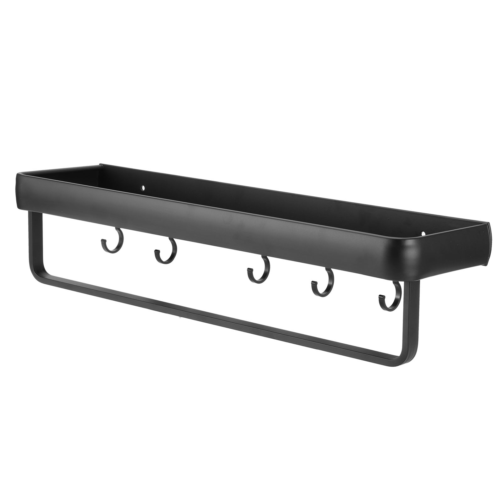 Multifunktionales 50 Cm Wandregal Für Küche Und Bad, Ablage Mit Stange Und 5 Haken (einlagiges Modell).