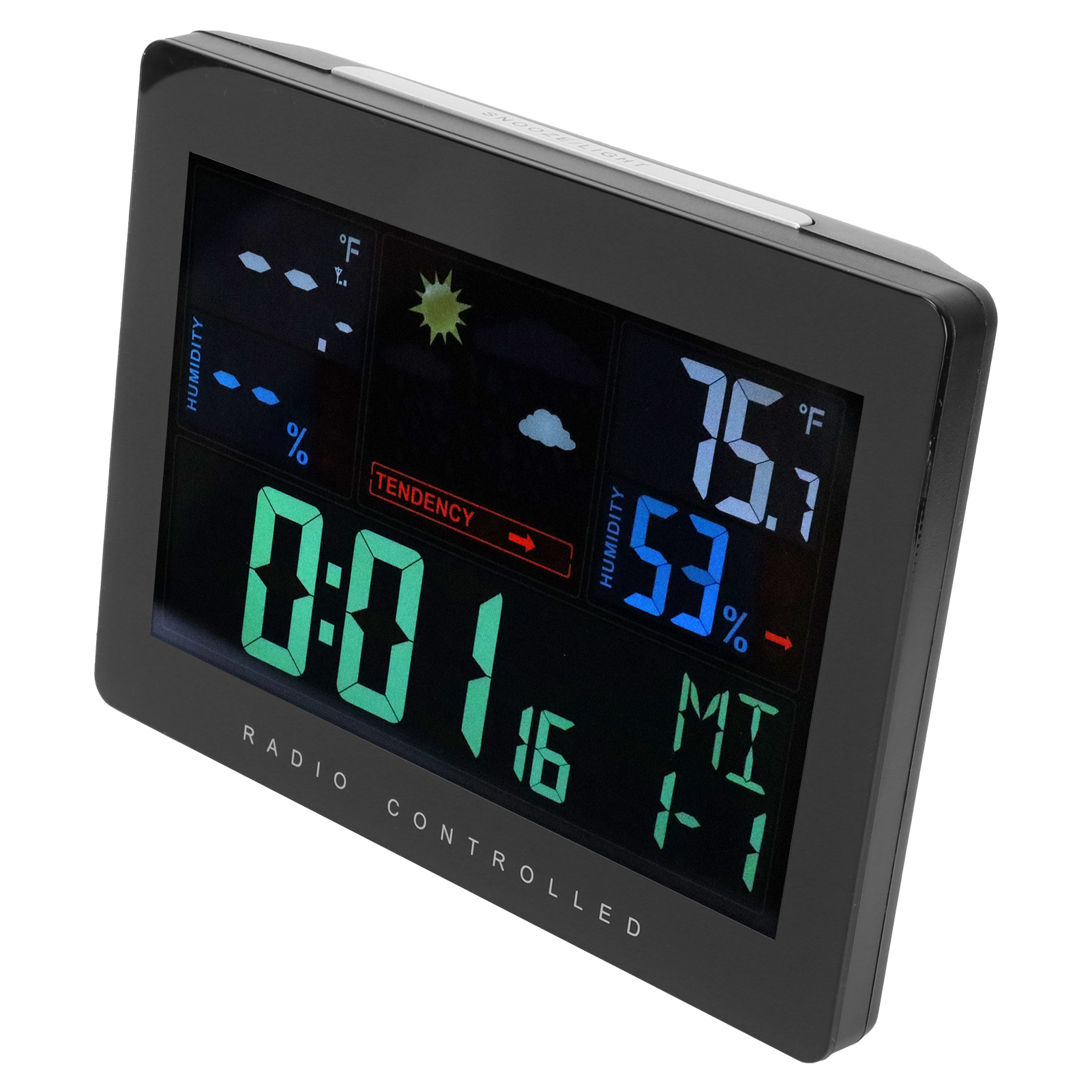 Kabelloses Thermometer-hygrometer Mit Farbdisplay, Digitaluhr Und Wetteranzeige (eu 230-240v)
