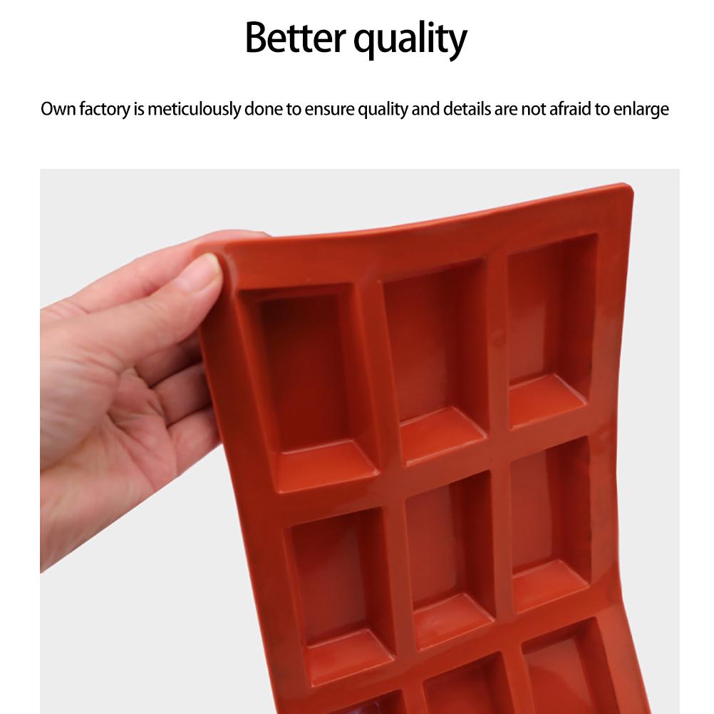 Rechteckige, Flexible Silikonform Mit 9 Mulden Für Gebäck, Schokolade, Selbstgemachte Seife Und Kuchen