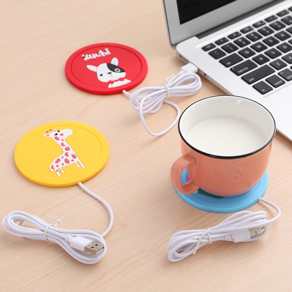 Set Mit 6 Usb-beheizbaren Silikonuntersetzern, Niedliches Tiermotiv, Rutschfest, Getränkewärmer