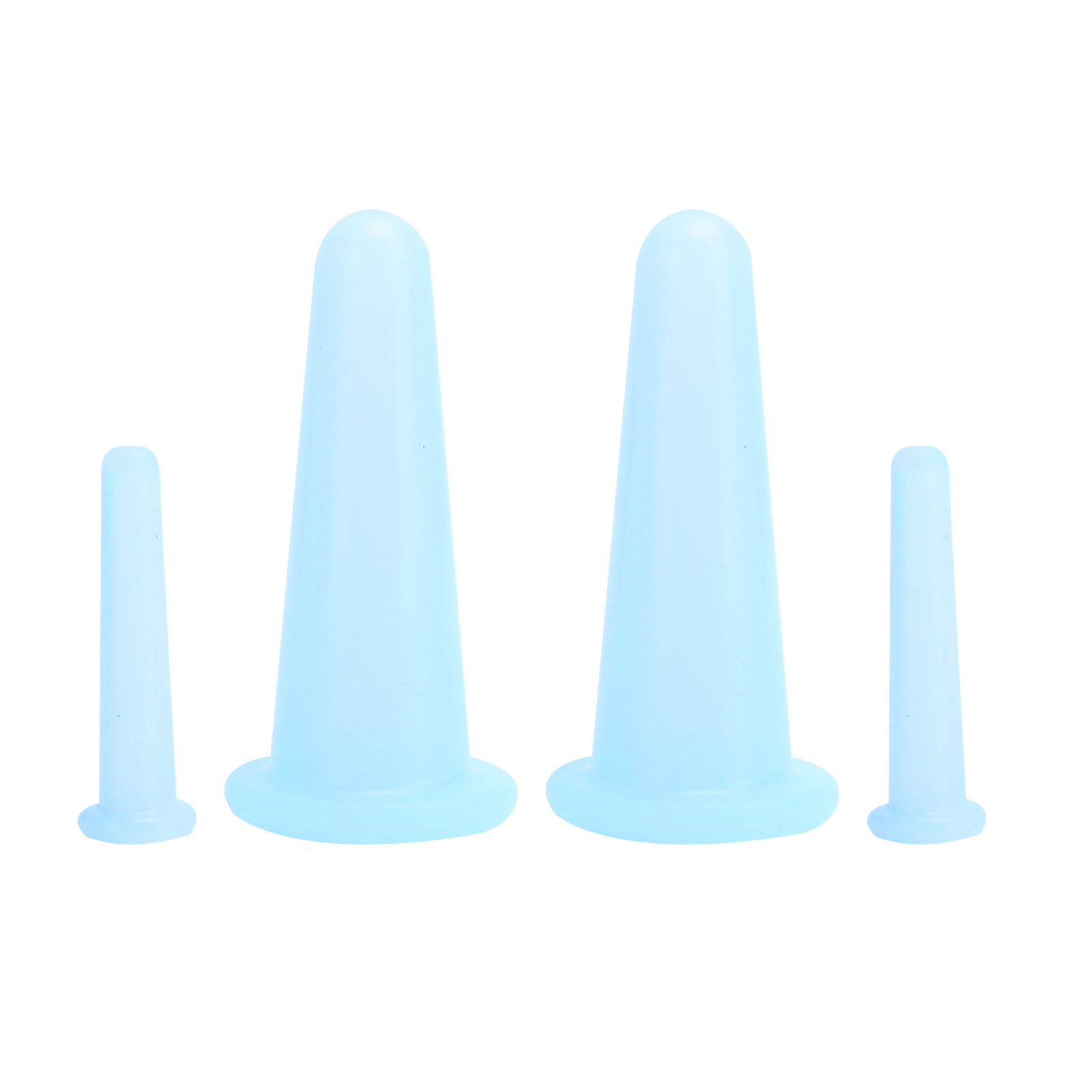 Set Mit 4 Blauen Silikon-massagebechern, 2 Große Und 2 Kleine, Saugnäpfe Für Gesicht Und Körper, Feuchtigkeitsaufnahme, Gesundheit Und Wohlbefinden.
