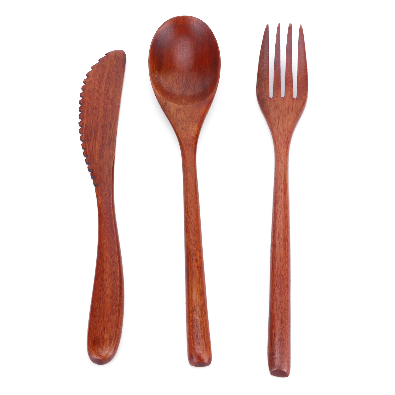 Tragbares Holzbesteckset: Löffel, Gabel, Messer, Holzgeschirr Mit Aufbewahrungstasche Für Picknicks