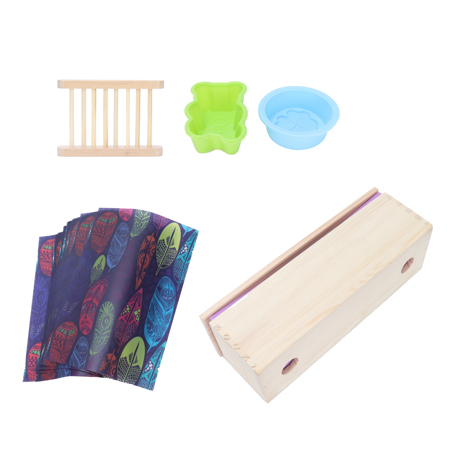 Diy-seifenform-set Aus Silikon Mit Holzbox, Präsentationsständer, Geschenkpapier Und Backzubehör, Lila