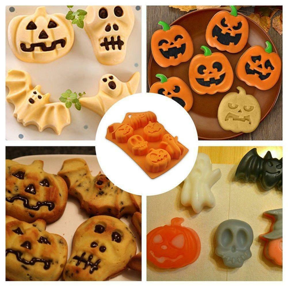 Set Mit 2 Halloween-silikonformen In Kürbis-, Skelett-, Fledermaus- Und Geisterform Für Kuchen, Cupcakes, Pralinen Und Diy-backutensilien