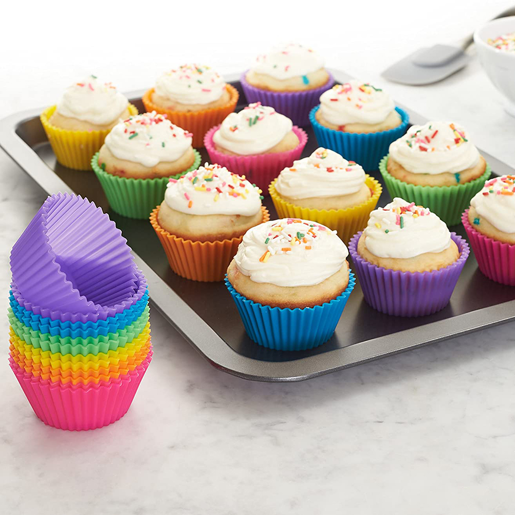 24 Silikon-backformen, Wiederverwendbare Kuchenförmchen, Antihaftbeschichtet, 24er-set