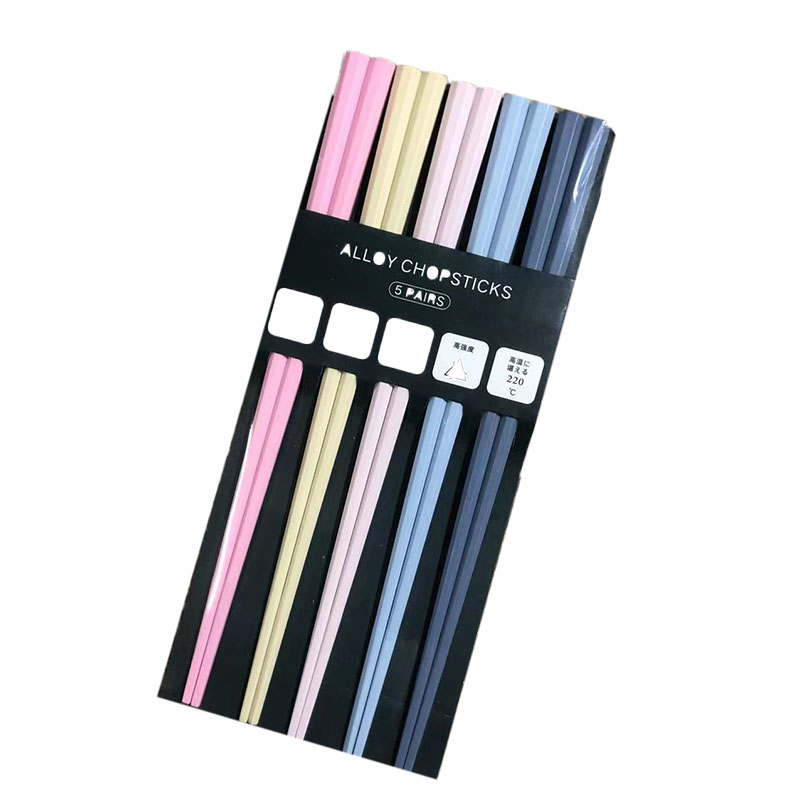 Set Mit 5 Paar Spitzen, Achteckigen Japanischen Essstäbchen, Trendiges Design, Pet-kunststoff, Verschiedene Leuchtende Farben.