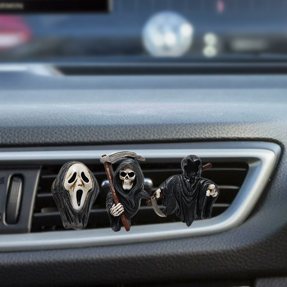 Halloween-auto-lufterfrischer-set, 3-teilig, Mit Skelett- Und Geistermotiven, Lüftungsaufsatz, Aromatherapie-diffusor, Auto-innendekoration