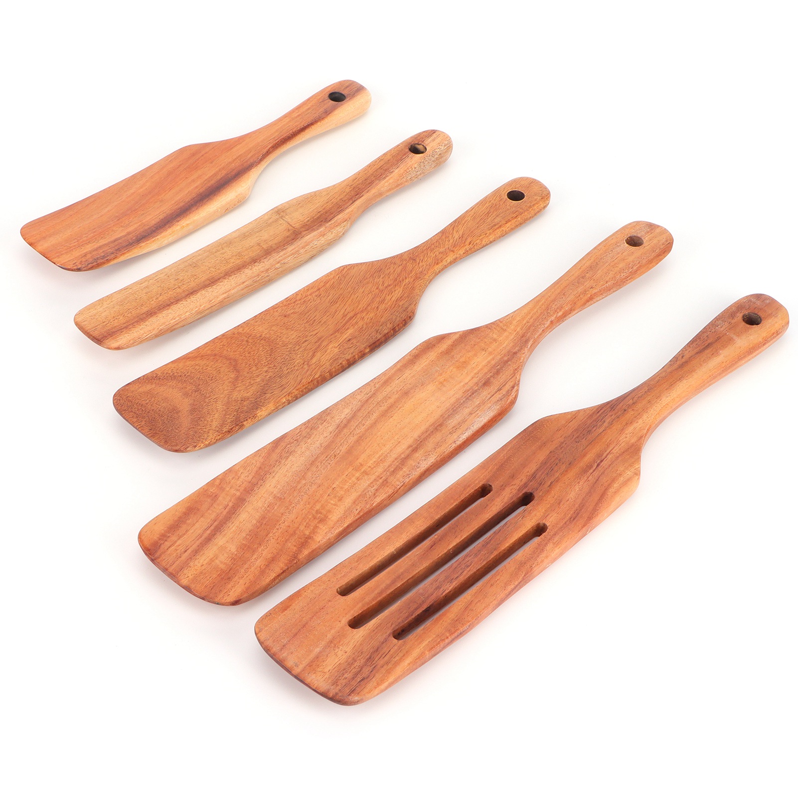 Set Mit 5 Steakspateln Aus Holz, Küchenlöffeln Und Kochschaufeln Für Haushalt Und Küche
