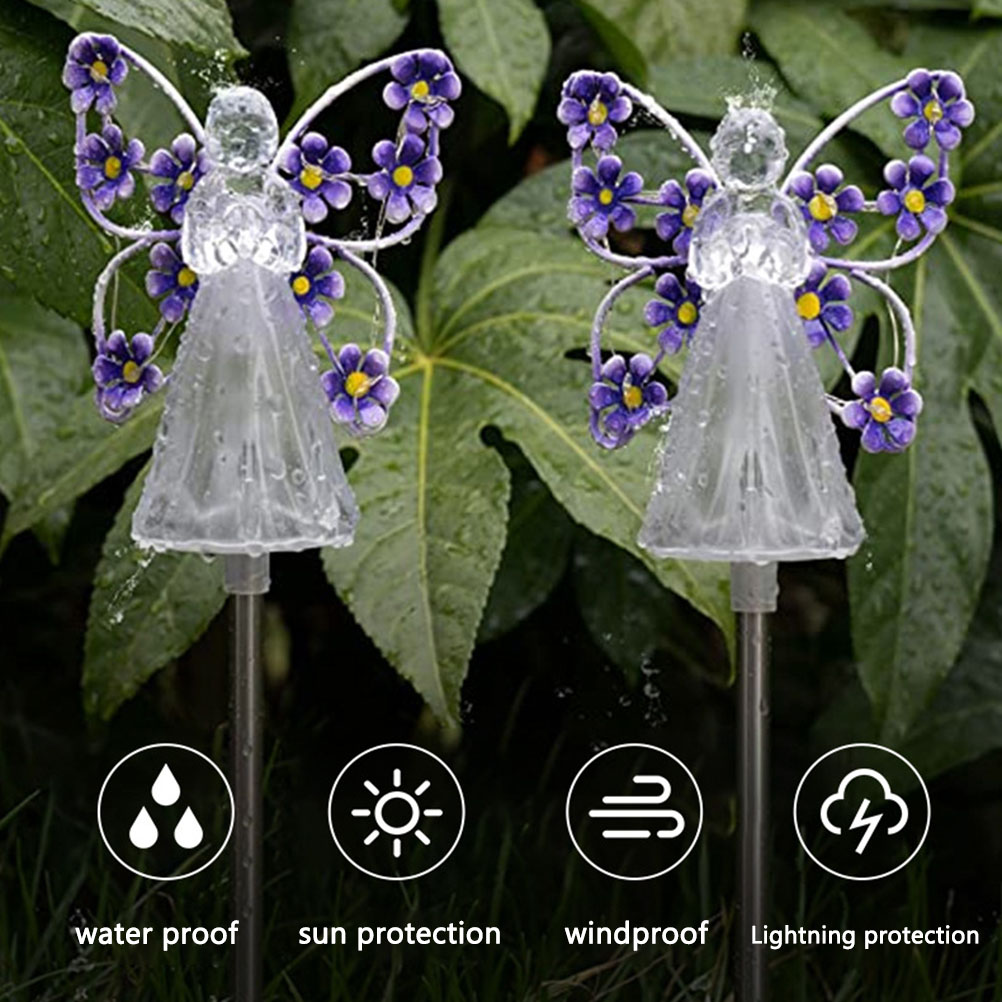 Set Mit 2 Led-solar-engelslichtern, Wasserdichte Gartenleuchten Für Den Außenbereich, Dekoration Für Halloween Und Weihnachten