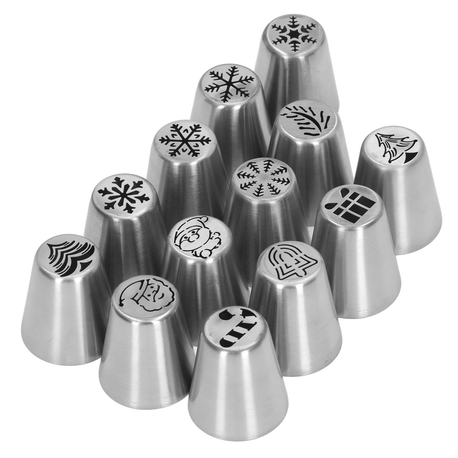 Set Mit 13 Spritztüllen Aus Edelstahl In Form Von Weihnachtsblumen Zum Selbermachen Von Cupcakes.