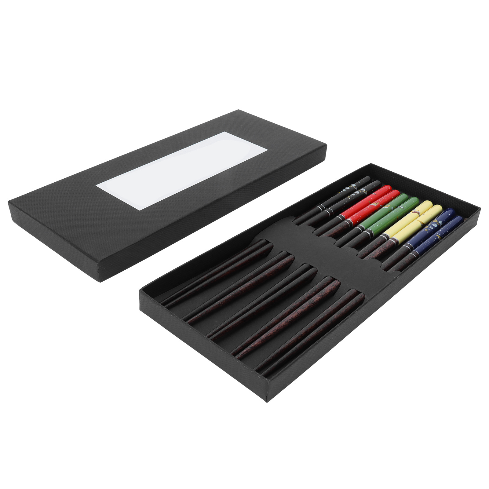 Set Mit 5 Paar Bedruckten, Spitzen Essstäbchen Aus Holz, Für Sushi, Dekoratives Geschirr Für Zuhause