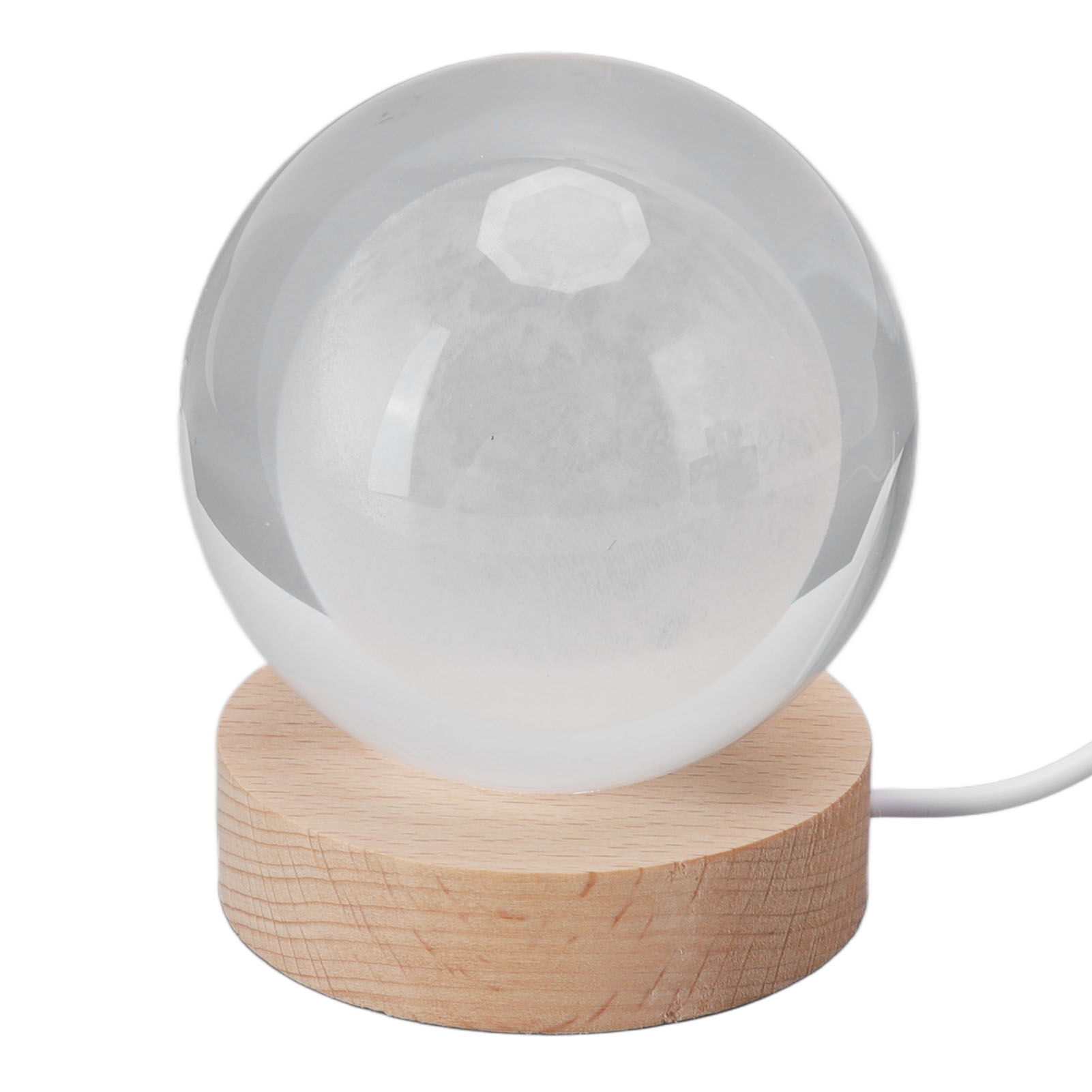 3d-mondkugellampe Aus Kristall, Led-nachtlicht, Aus Geschnitztem Holz, Tischdekoration Für Drinnen, Geschenk Für Freunde Und Kinder, Warmes Licht