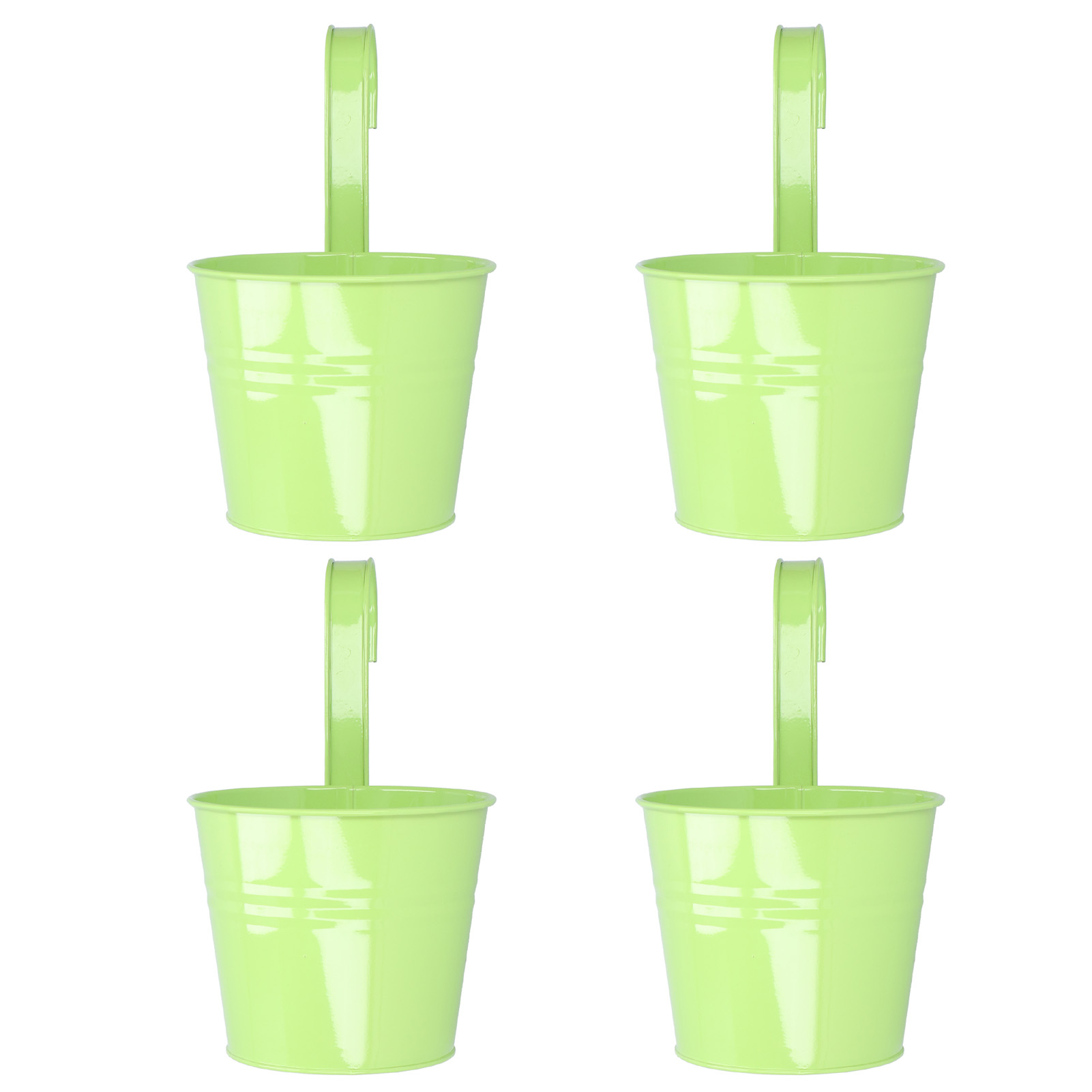 Set Mit 4 Eisernen Wandpflanzgefäßen Für Sukkulenten, Hängende Balkonpflanzgefäße, Abnehmbares Hellgrünes Gartenaccessoire