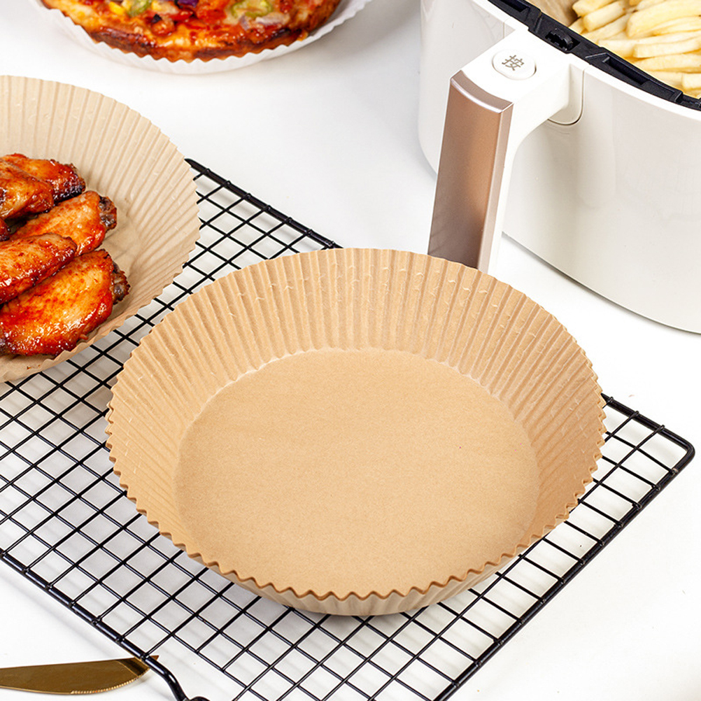 Packung Mit 100 Einweg-papierkochbeuteln Für Heißluftfritteusen, Naturfarbe, 100 Stück.
