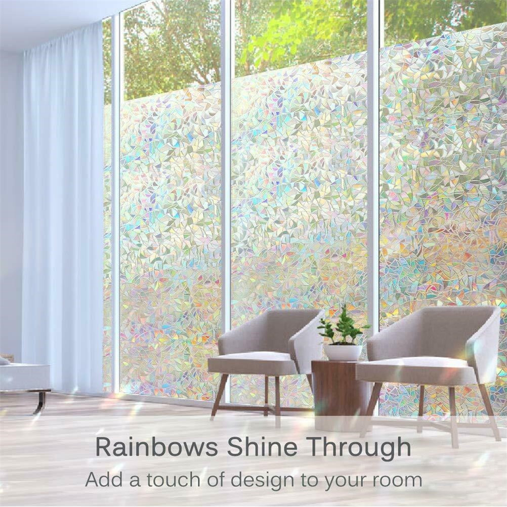 3d-fensterfolie Mit Statischer Haftung, Regenbogenfarben, Uv-schutz, Klebstofffrei, Für Die Innendekoration