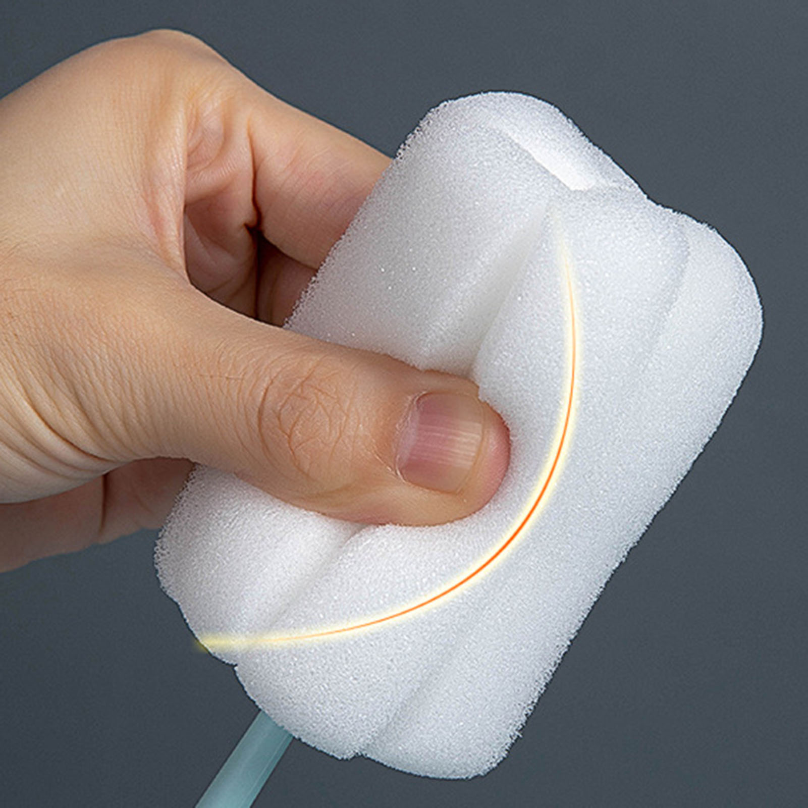 360° Flexible Flaschenbürste Mit Langem Griff, Weichem Schwamm, Aufhängeöse, Elastischer Reinigungsfunktion, Blau