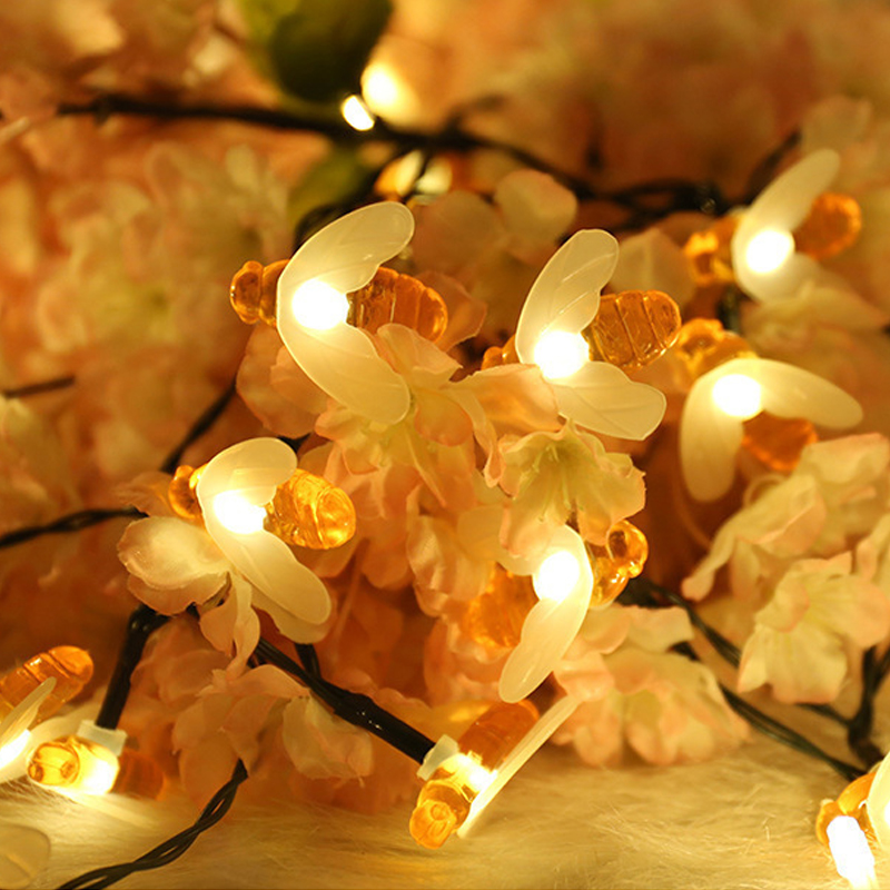 Solarbetriebene Led-lichterkette Mit Bienen, 7 M, 50 Lichter, Wasserdicht, Warmweiß, Für Garten- Und Weihnachtsdekoration (8 Funktionen)