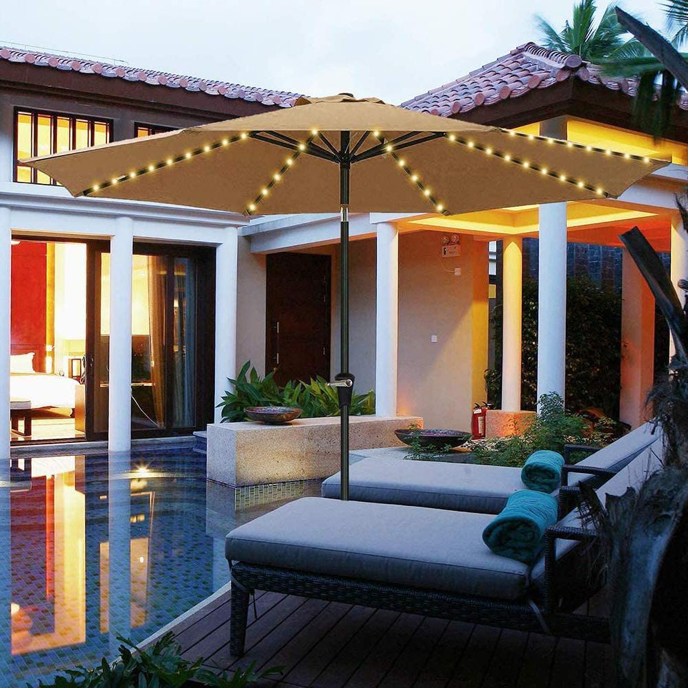 Led-beleuchtungsset Für Sonnenschirme Im Außenbereich Mit Fernbedienung Und 10 Befestigungselementen, Terrassenlampe, Gartendekoration.