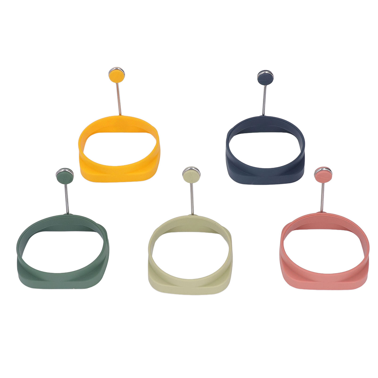 Set Mit 5 Silikon-eierformen, Doppelseitige Kochringe, Runde Und Quadratische Form, Für Omeletts Und Spiegeleier.