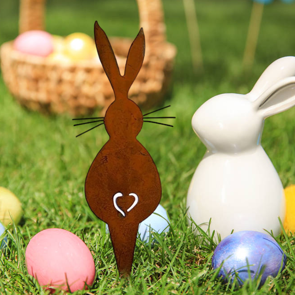 Osterdekoration Für Garten Und Innenräume – Kleine Hasenfigur Aus Eisen, Geschenkbox