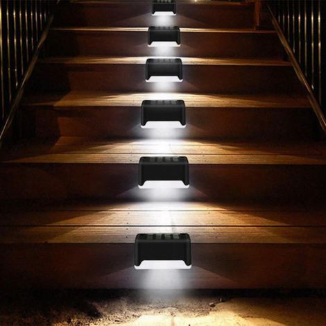 Solarbetriebene Treppenleuchten Für Den Außenbereich, Wasserdichte Weiße Led-beleuchtung Für Terrasse, Zaun, Garten, Patio, Set Aus Solartreppen.