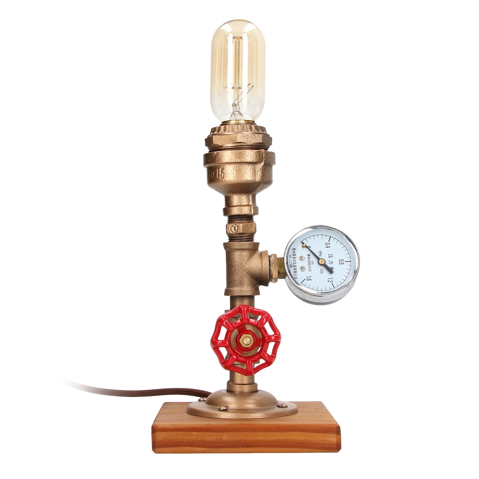 Schreibtischlampe Im Retro-industriestil, Formbarer Stahl Und Karbonisierte Kiefer, Dekorative Lampe Für Cafés, Eu-stecker 220 V, Ohne Leuchtmittel.