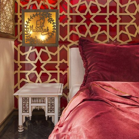 Handgefertigtes Nachtlicht Aus Holz Für Eid – 3d-ramadan-mubarak-lampe Mit Mond Und Sternen, Handgefertigte Led-dekoration Aus Holz