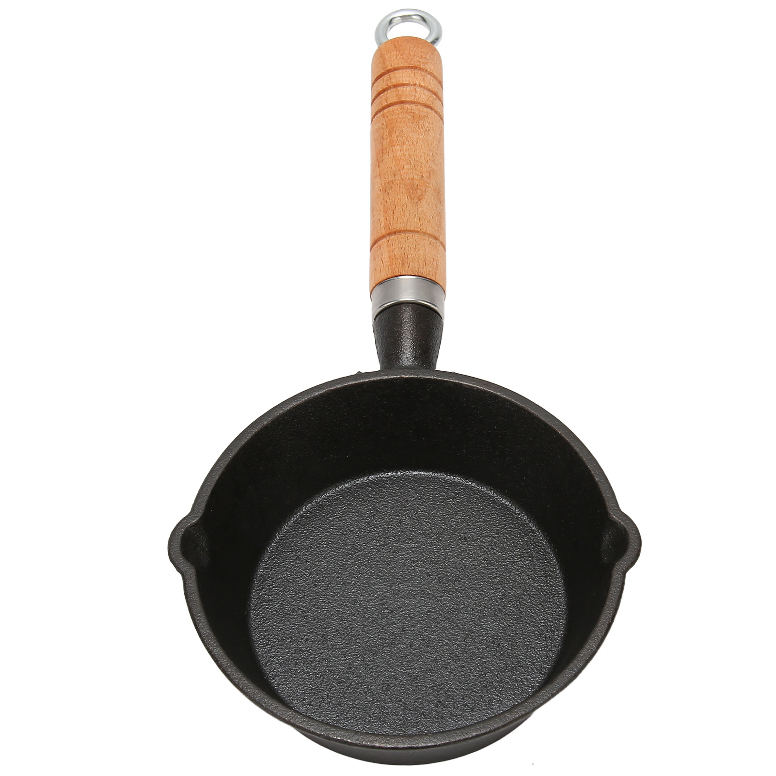 Gusseiserne Bratpfanne Mit Ausgießern, Holzgriff, Fleckenabweisend, Schnell Aufheizend, Leicht Zu Reinigen, 13 X 4 Cm