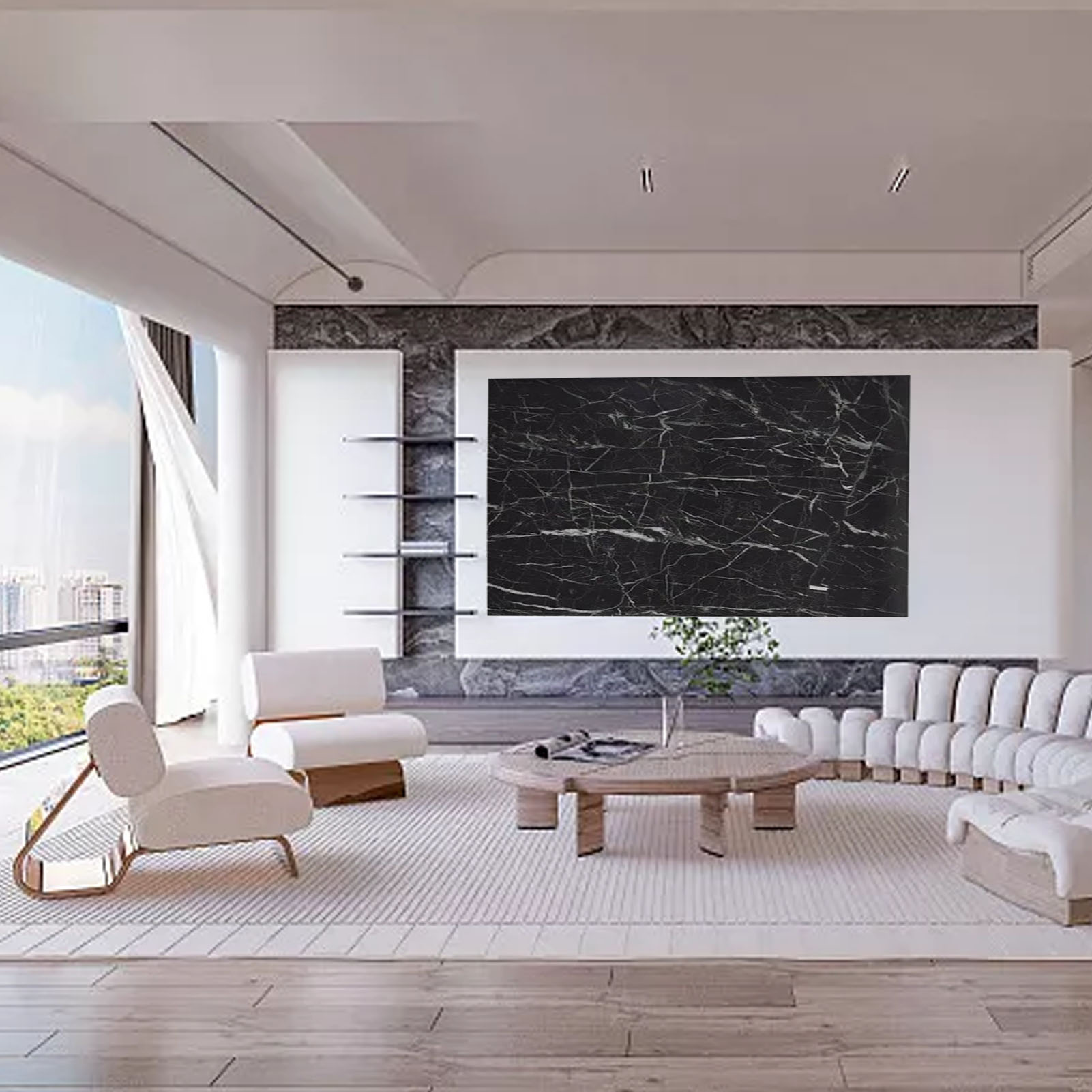 Selbstklebende, Schwarz Marmorierte Tapete 40x300 Cm, Für Die Gestaltung Von Wohn- Und Arbeitsräumen, Selbstklebende Wandverkleidung.