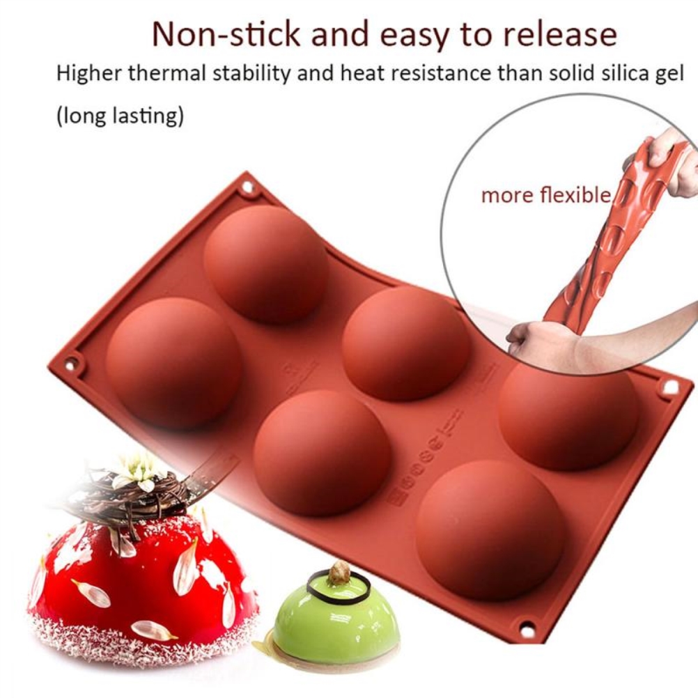 Silikon-halbkreisform Mit 6 Mulden, Geeignet Für Kuchen, Muffins Und Pralinen, Antihaftbeschichtet, Diy-party-backset