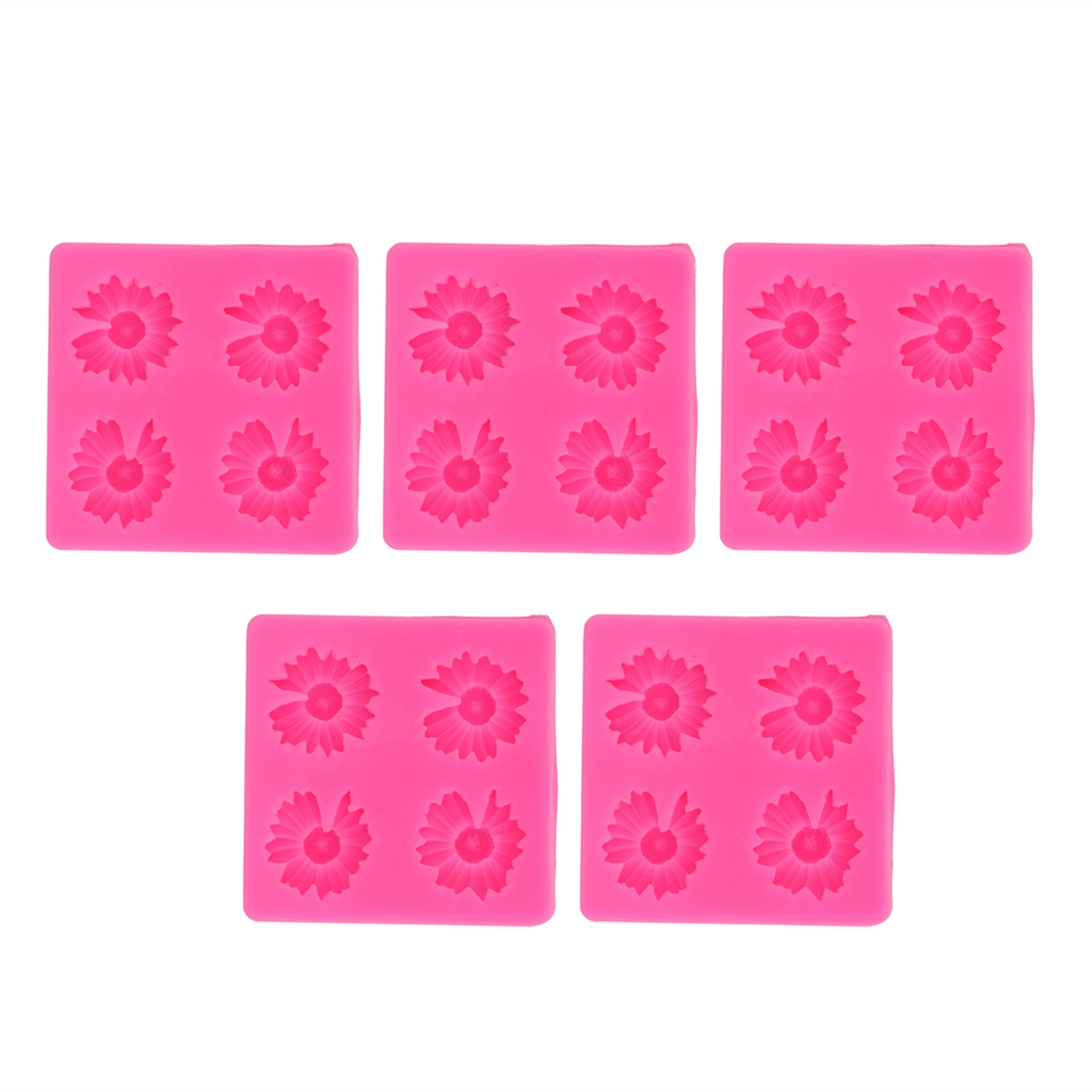 5-teilige Silikonform Mit Gänseblümchenmotiv Für Schokolade, Fondant, Ton, Tortendekoration, Rosa Backwerkzeug