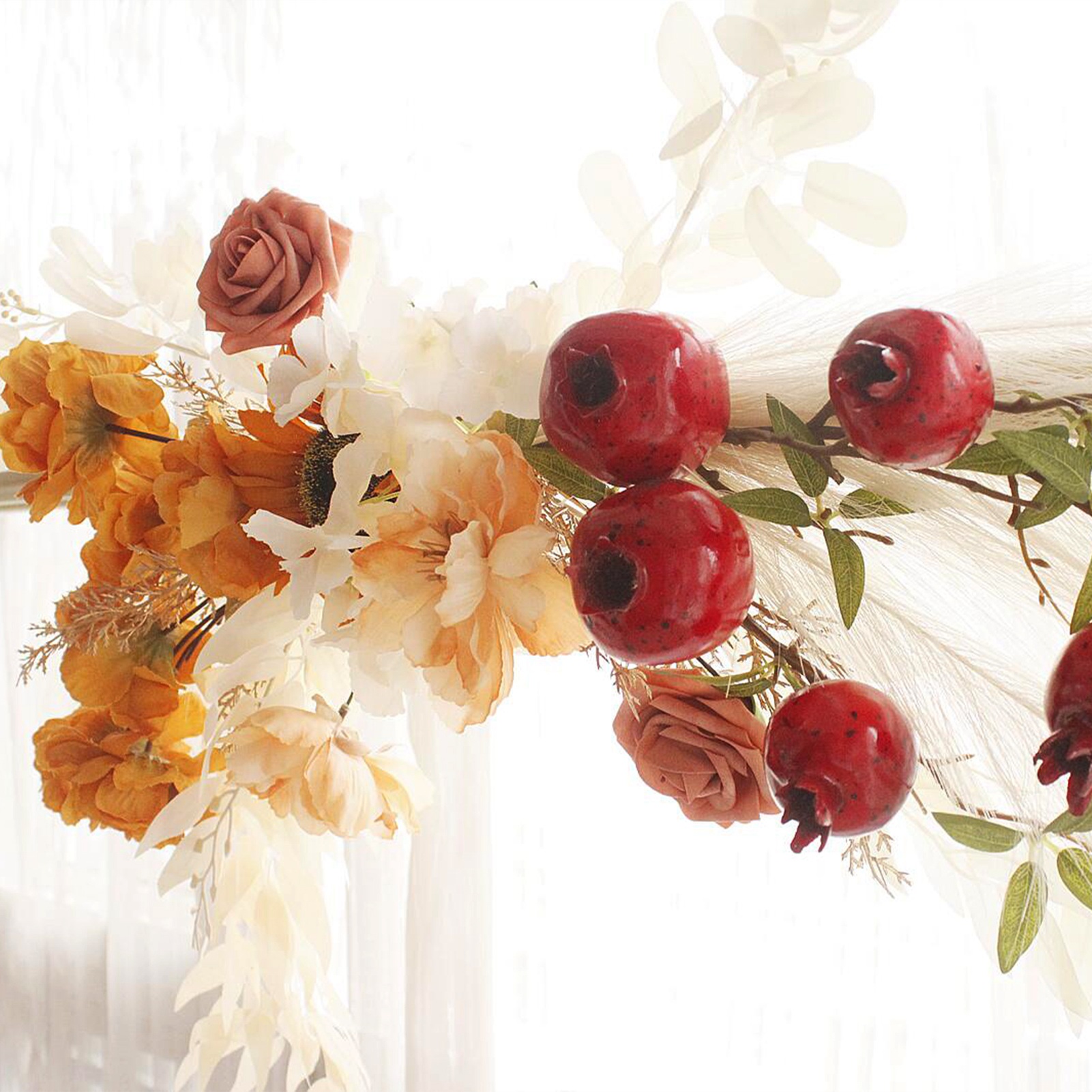 Seidensonnenblumenkranz, Künstlicher Blumenbogen Zur Hochzeitsdekoration, Türsturzgirlande.