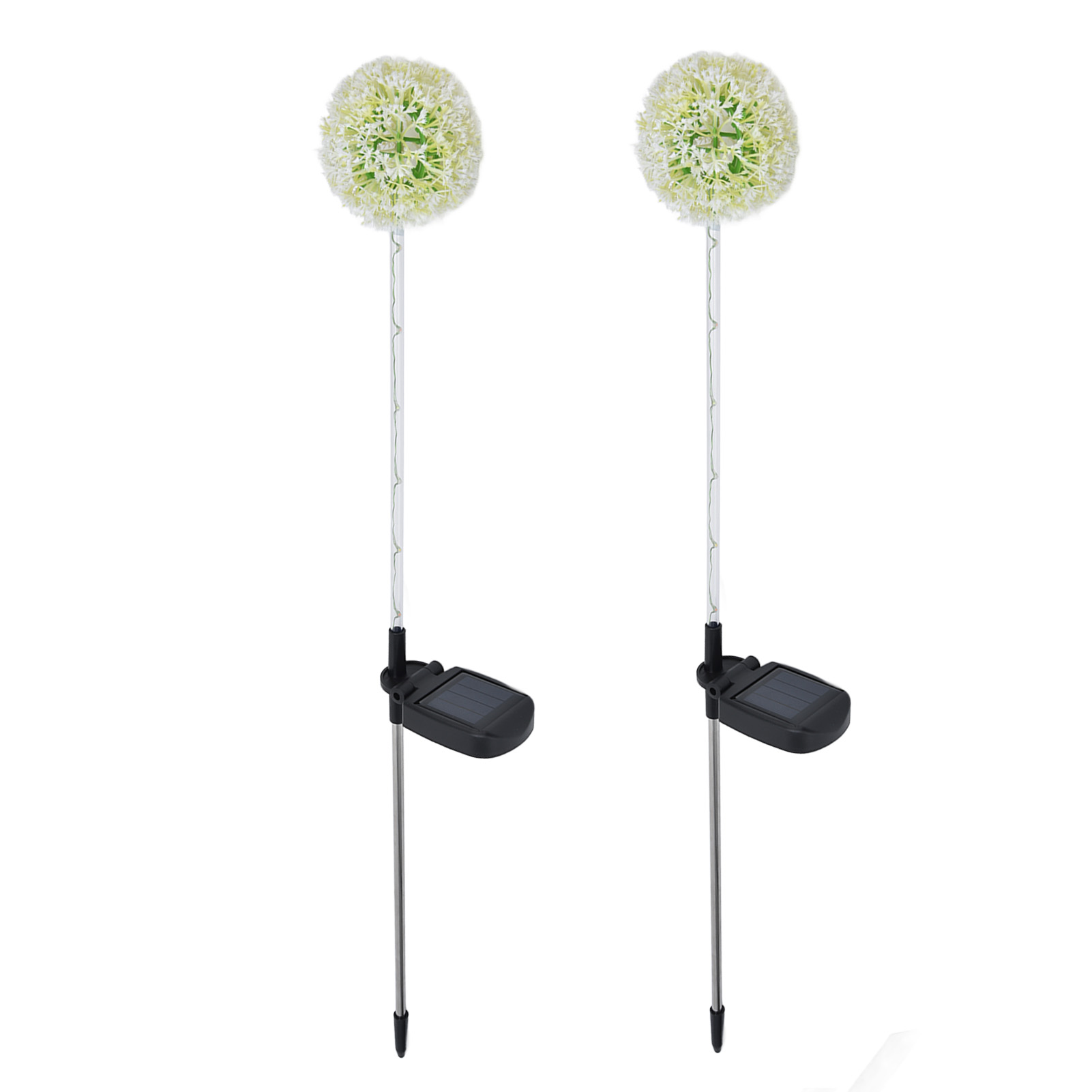 2-teiliges Solar-löwenzahnlampen-set Mit 6 Mehrfarbigen Weißen Leds Für Garten, Terrasse, Balkon, Rasen Und Außenbereich