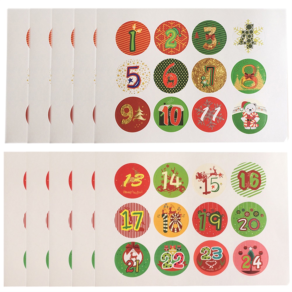 Set Mit 12 Nummerierten Adventsaufklebern, Weihnachtssüßigkeiten-siegeln, Diy-geschenkanhängern Für Pakete.
