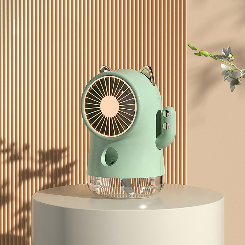 Tischventilator In Form Einer Glückskatze, Multifunktionaler Nano-sprühnebel, 3 Geschwindigkeitsstufen, Kleiner Luftkühler Für Zuhause, Büro Und Reisen, Umweltfreundlich