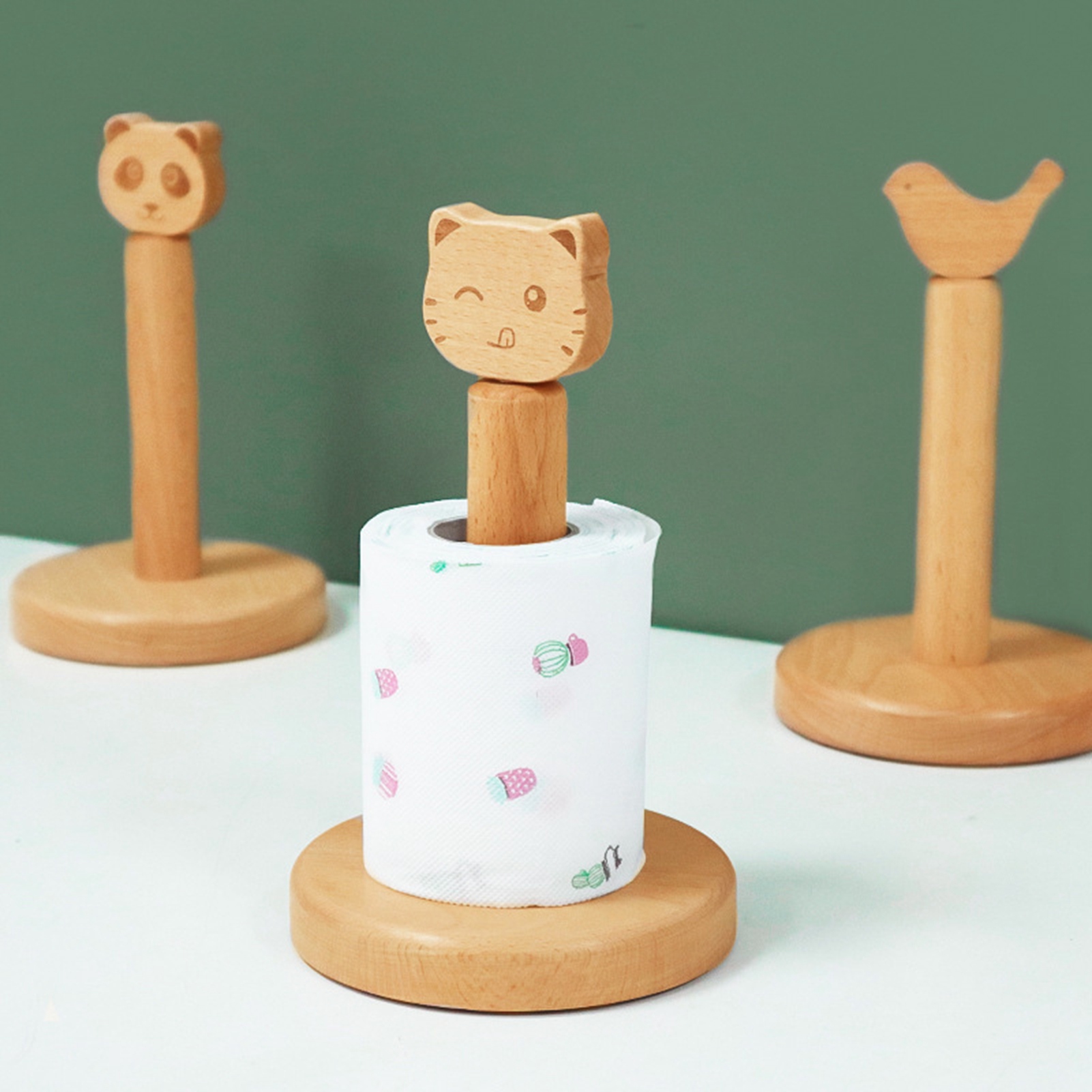 Niedlicher, Tierförmiger Taschentuchhalter Aus Holz, Toilettenpapierhalter In Katzenform, Aufbewahrungsregal Für Küche Und Schlafzimmer