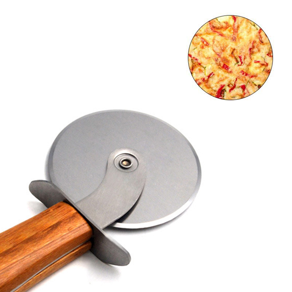 Pizzarad Aus Edelstahl, Professioneller Pizzaschneider Mit Rutschfestem Holzgriff