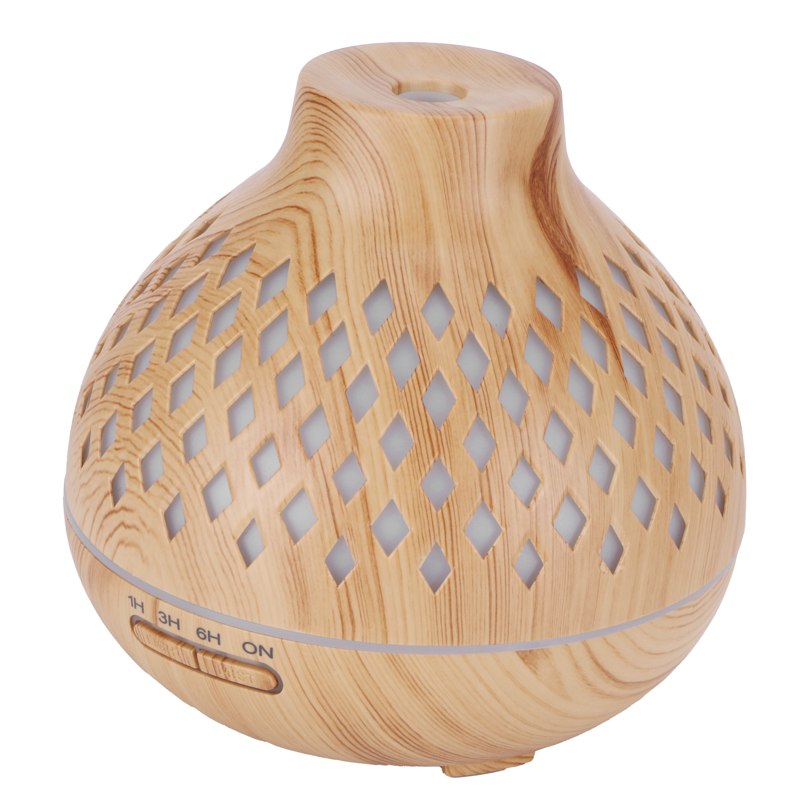 Elektrischer Luftbefeuchter (400 Ml), Helle Holzoptik, Mit Ambiente-nachtlicht, Eu-stecker (100–240 V)