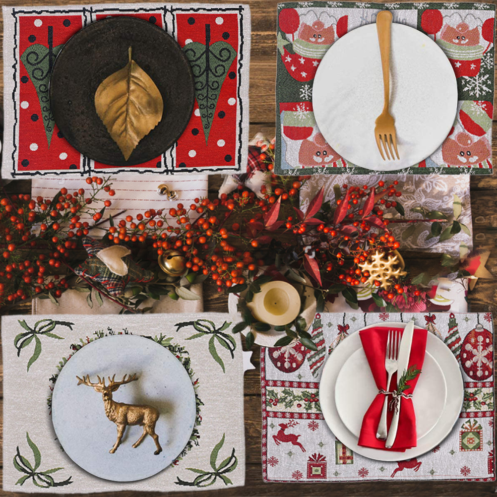 6er-set Weihnachtliche Platzsets, Tischsets Für Teller Und Schüsseln, Festliche Tischdekoration, Festliche Weihnachtstischdecke