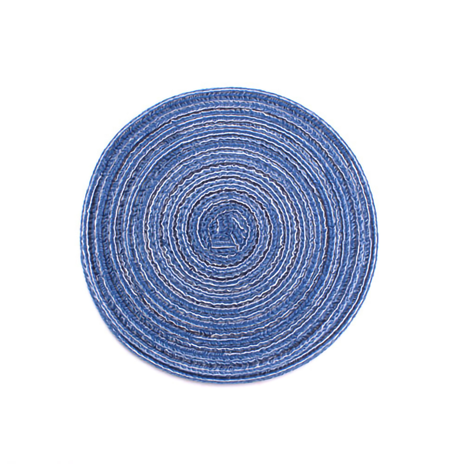 Runde Blaue Tischkissen, Set Aus Geflochtenen Korbuntersetzern, Wärmeisolierend, 36 Cm Durchmesser, Esszimmerdekoration